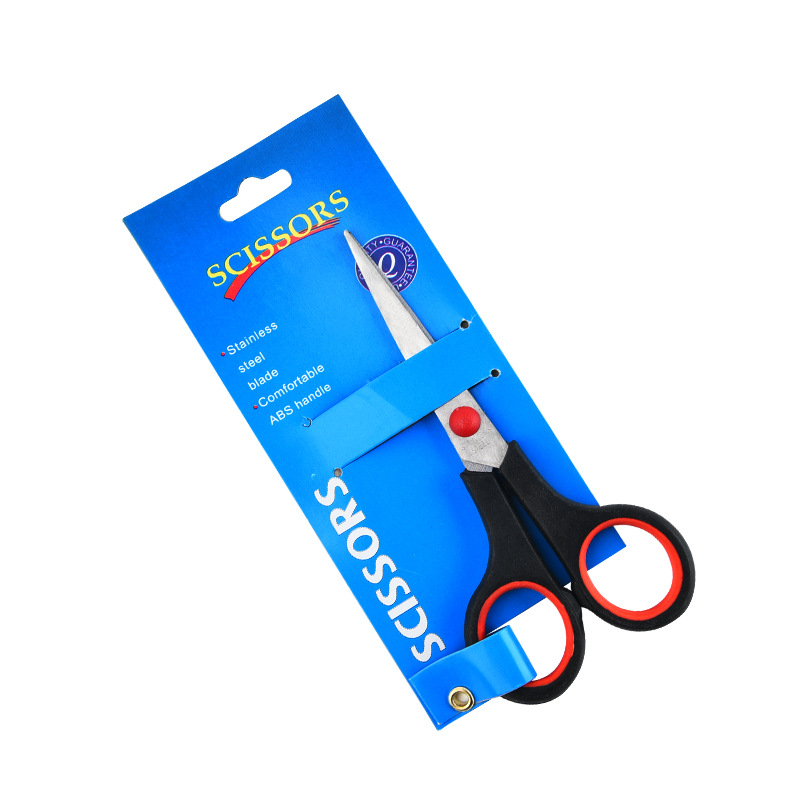 Tarjeta azul tijeras de goma y plástico tijeras de acero inoxidable para el hogar tijeras pequeñas tijeras de corte de papel hecho a mano corte de hilo tijeras de goma de cocina