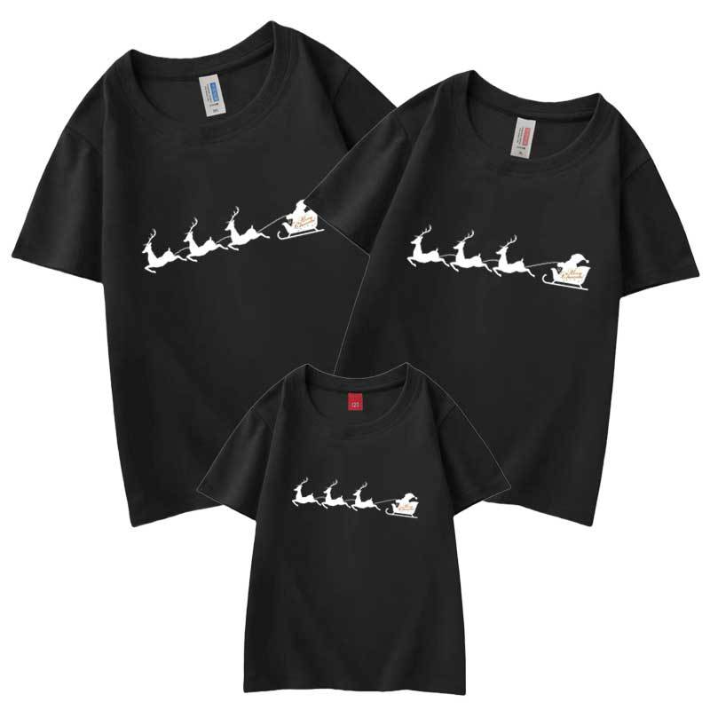 Nueva camiseta de media manga de algodón para padres e hijos de verano 2022 Navidad cabeza de alce Año Nuevo Feliz Navidad Año Nuevo ropa