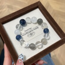 巧恩天然多宝白水晶随形白幽灵灰兔毛萤石百搭设计感水晶手链手串