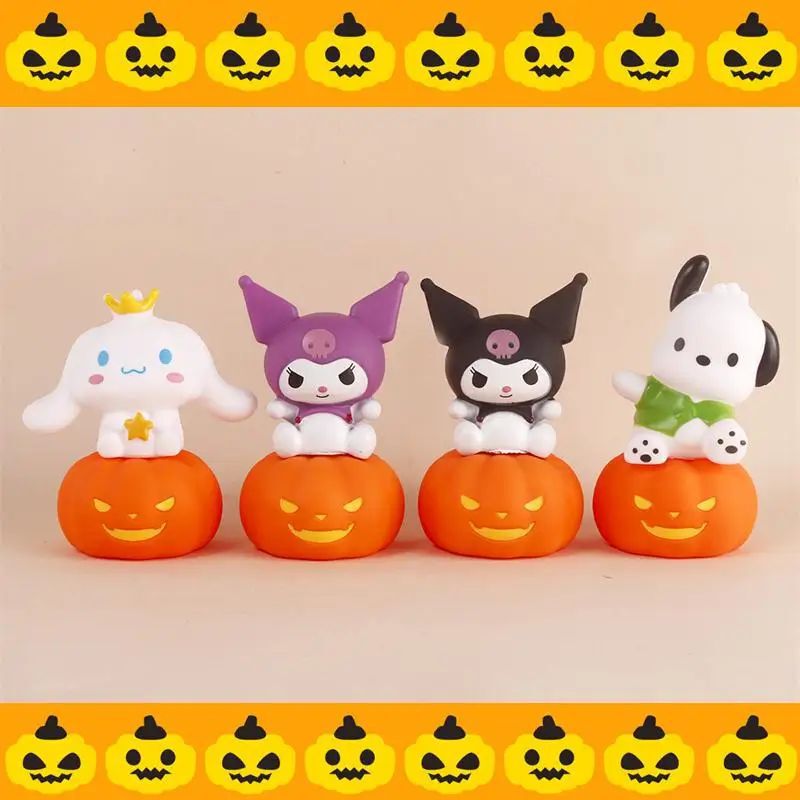 Sanrio Halloween Pumpkin Lantern Pochacco Kuromi Glowing Ornament Night Light Baking Decoration Led Light