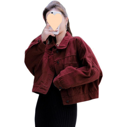 Women's Loose European Style Cowboy Jacket 2025 European Trend Spring and Autumn Short Sleeve Long-sleeved Versatile Top Fashion