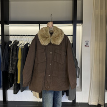 IN.choose u 笑笑家2025冬韩系休闲毛领可拆卸夹棉工装牛仔外套女