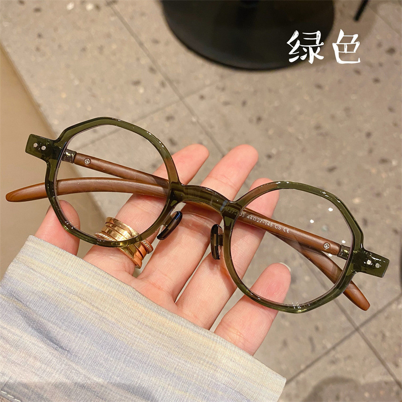 日系手作り木目丸枠眼鏡フレーム円形復古眼鏡フレーム高さ数近視男女文芸フレーム|undefined