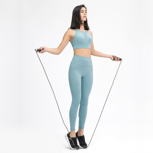 New European and American T-line invisible yoga pants double-sided brushed tight-fitting hip-raising high-waist fitness pants for women