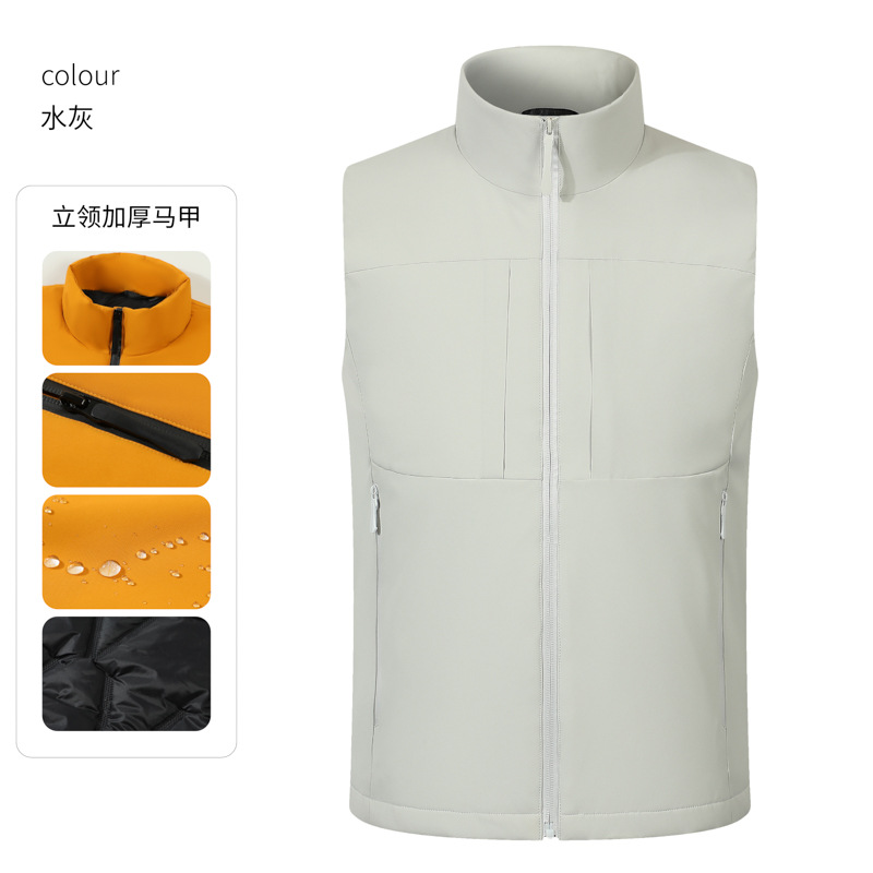 Invierno transfronterizo chaleco de plumón de hombre ropa de trabajo cálida con chaleco de plumón de hombre personalizado clip de caballo de algodón