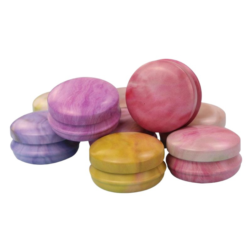Nuevo Mini pequeña caja de hierro pequeña caja redonda caja de dulces crema de hierba púrpura caja de embalaje de aromaterapia caja redonda de hojalata 12 pack