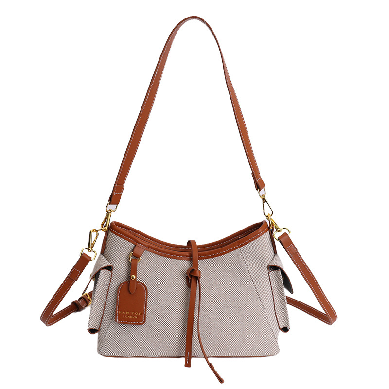 Bolsas de tendencia transfronterizas para mujeres 2026 nueva moda lino de hombro mochila de viaje casual bolsa de mano image 9