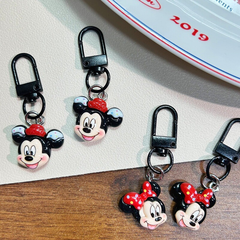 Cute Dessert Mickey and Minnie Keychain Cartoon Sweet Mickey Mouse Pendant Couple Best Friend Gift Backpack Accessories