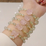 ins小清新春夏新款天然绿葡萄石手链粉晶貔貅狐狸手串女手饰品