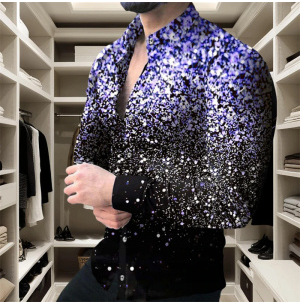 Europa y América primavera nuevo tigre comercio exterior transfronterizo hombres camisa de impresión digital 3D camisa de manga larga para jóvenes hombres