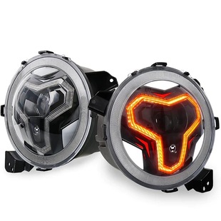 Applicable to Jeep Wrangler JL9-inch headlight with daytime running steering design LED headlight adjustable-Foreign trade