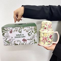 百合花复古水杯送女生生日礼物百合花杯子伴手礼送老师教师节礼物