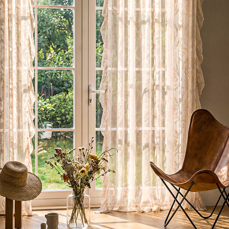 Cortinas de encaje estilo francés para salón y comedor_voghion.com