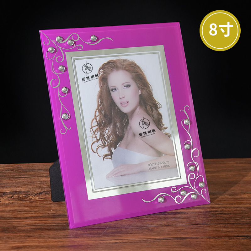Colorful Eight 8inch Glass Photo Frame Empty Frame Display Simple Crystal Photo Frame Couple Gift Modern Display Frame Colorful Eight 8inch Glass Photo Frame Empty Frame Display Simple Crystal Photo Frame Couple Gift Modern Display Frame