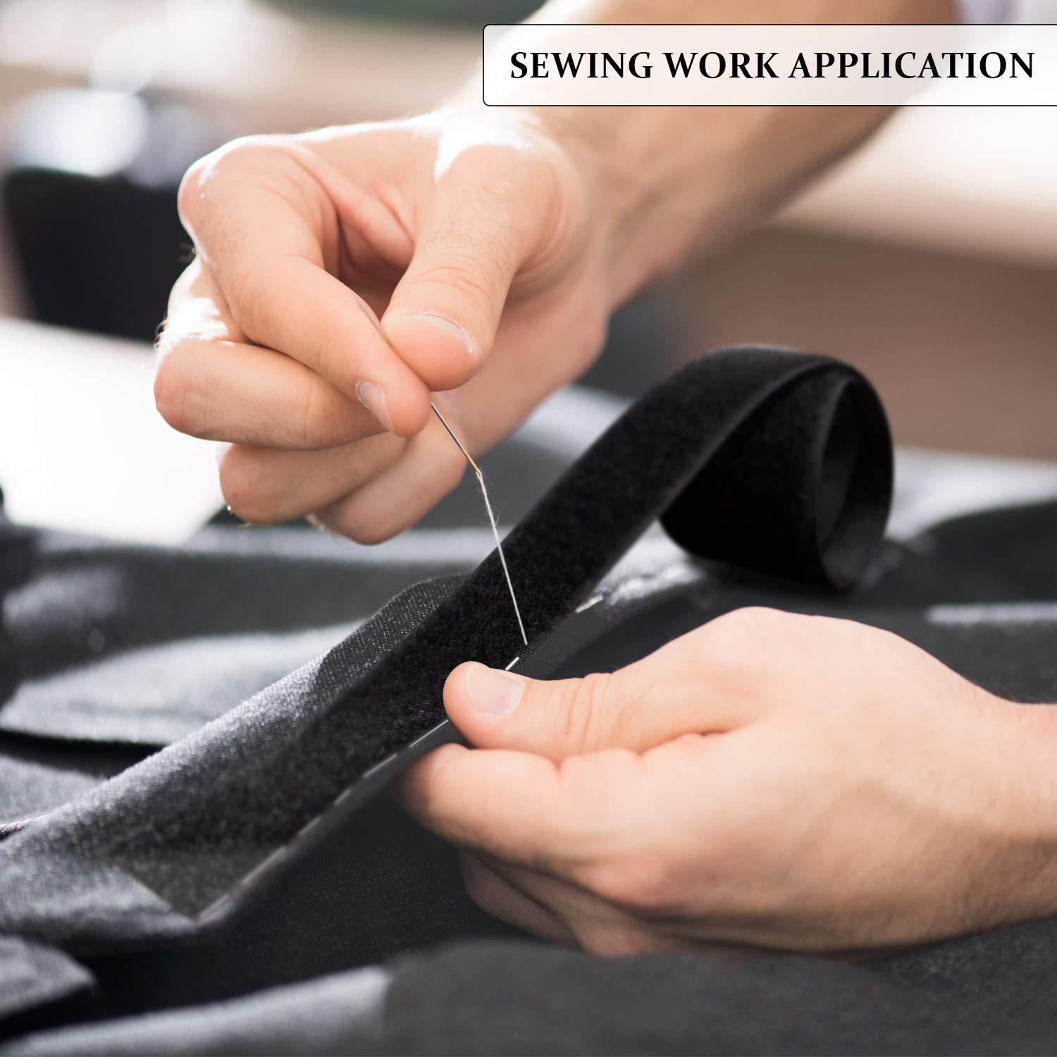 Cierre de velcro para zapatos, cinta de gancho y bucle negra y blanca, cosida, correa de nailon mezclado sin pegamento.