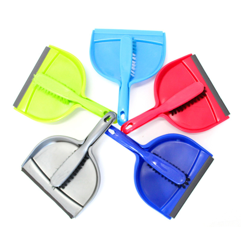 Foreign Trade Manufacturer Plastic Long-Handled Dustpan Hand-Held Floor Cleaning Garbage Tool Handle Household Small Dust Bucket Brush to Remove Dust