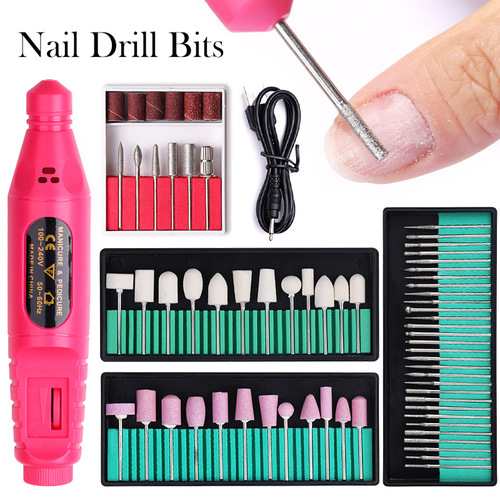Nail Grinder Set, Writing Nail Grinder, Portable Mini Electric Nail Tool, 30-Piece Grinding Heads