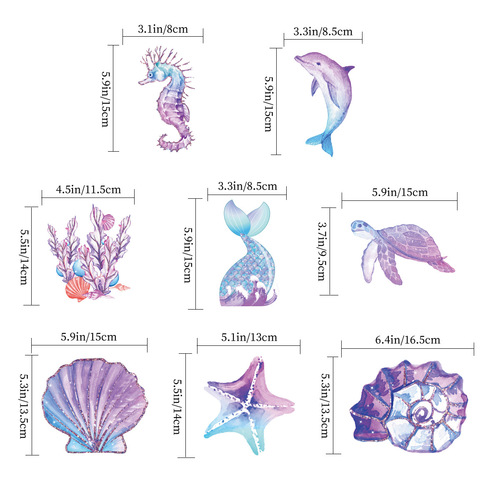 Cross-border mermaid birthday flag starfish conch turtle spiral ornament summer party background layout banner