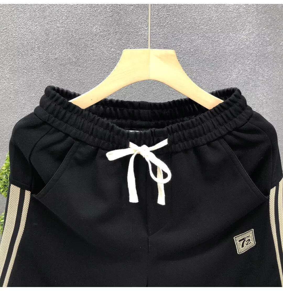 Men's Black Embroidered Casual Shorts Trendy Summer Outerwear Sports Pants New Style_viptrois.com