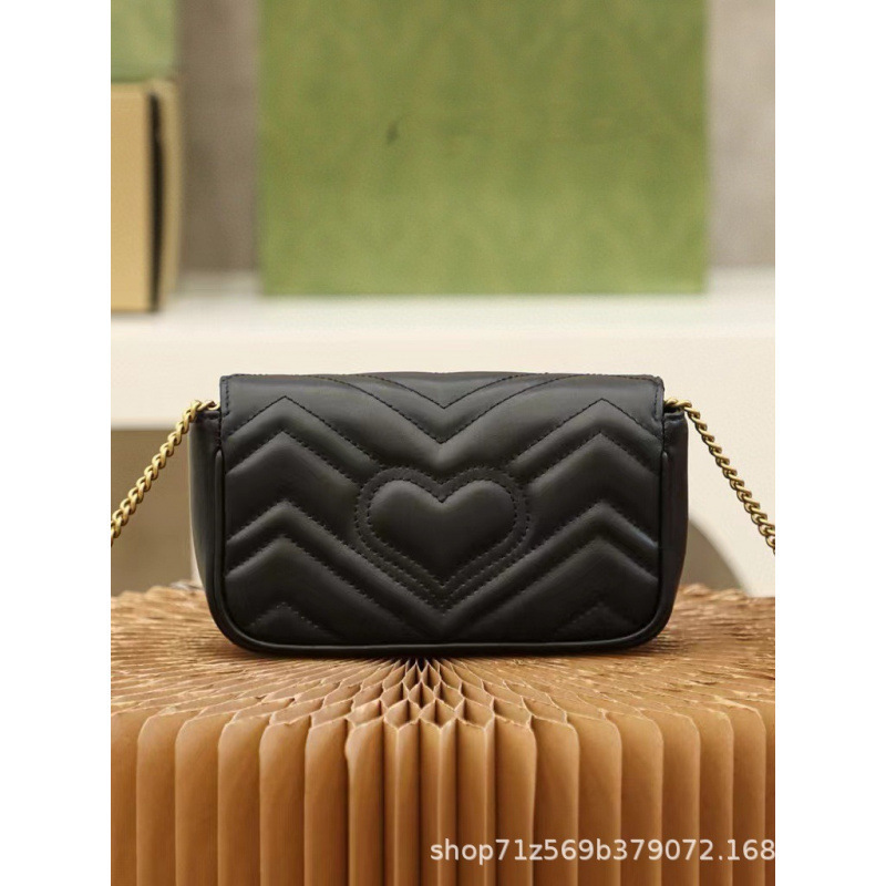 Double Gg New Model Marmont Heart-Shaped Bag Mini Dionysus Bag Single Shoulder Crossbody Chain Bag Genuine Leather Women's Bag