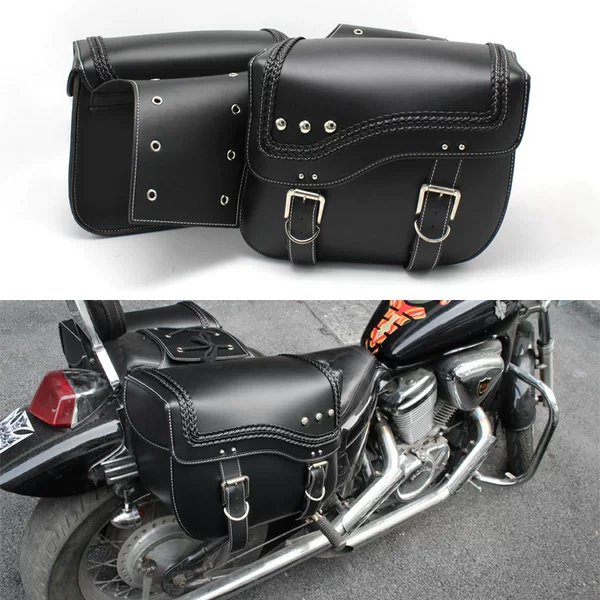 Pu Solid Color Motorcycle Fuel Tank Rear Seat Motorcycle Side Bag Hanging Bag Multifunctional Bag Suitable for Various Models