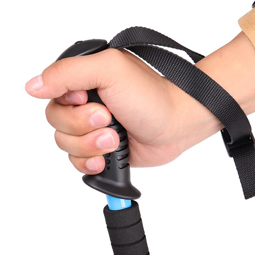 Telescopic four-section aluminum alloy elderly crutches shock-absorbing ultra-light straight handle curved handle trekking stick outdoor hiking walking stick