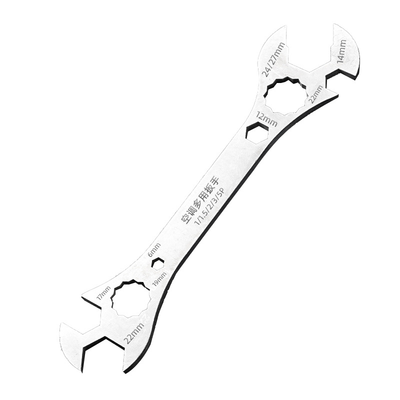 Instalación de llave multifuncional, máquina exterior de aire acondicionado, llave flexible universal, herramienta de desmontaje y mantenimiento rápidos