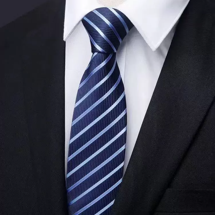 Tie with zipper, blue black classic suit jacket