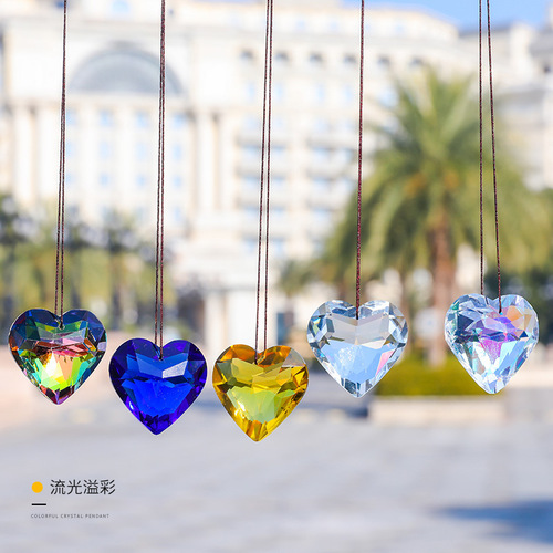 suncatcher cross-border peach heart crystal craft jewelry accessories chandelier decoration pendant wholesale
