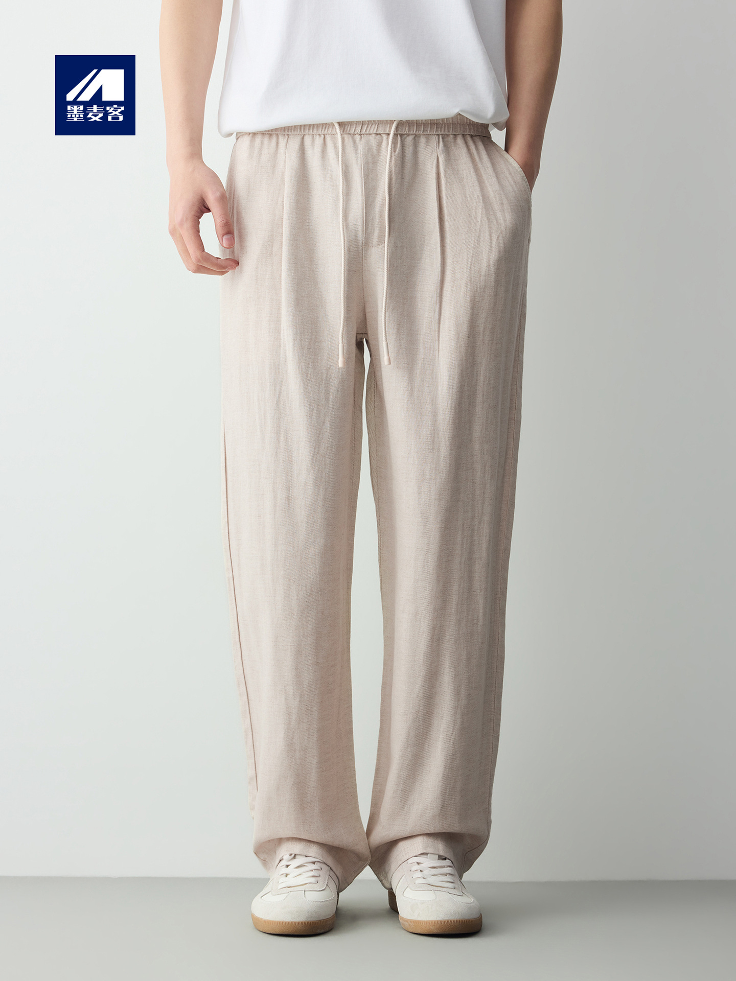Quần kaki nam công sở chất liệu linen phối sợi Lyocell — đen