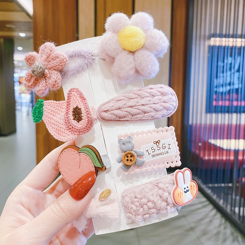 Otoño y invierno niños clip de pelo de dibujos animados peluche clip de pelo lindo bebé roto clip de pelo princesa coreana joyas para el pelo de chicas