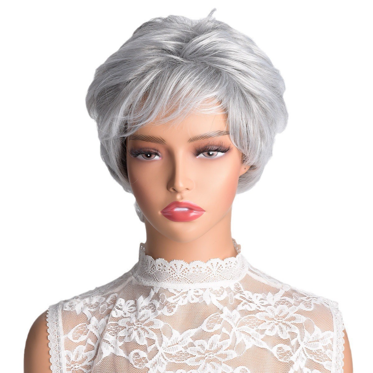 Natural Curly Short Wig For Middle-aged And Elderly Ladies_voghion.com