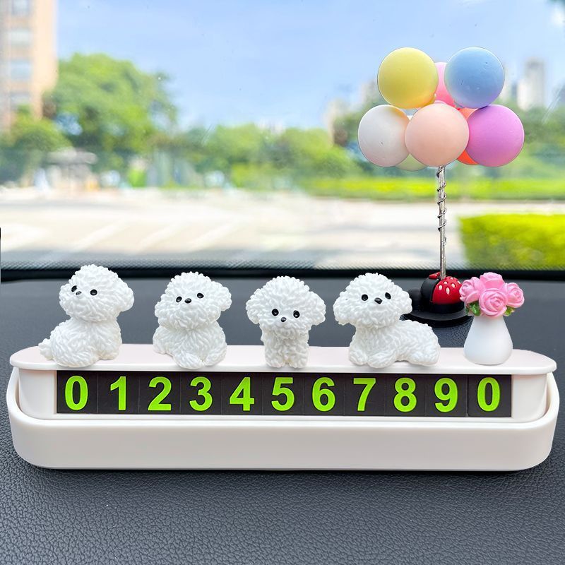 Healing Car Ornaments Mini Bichon Dog 2024 New Creative Cute Car Interior Central Console Decoration Small Ornaments