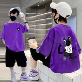 炸街洋气童装男童t恤短袖夏季儿童中大童男孩上衣半袖夏装潮ins