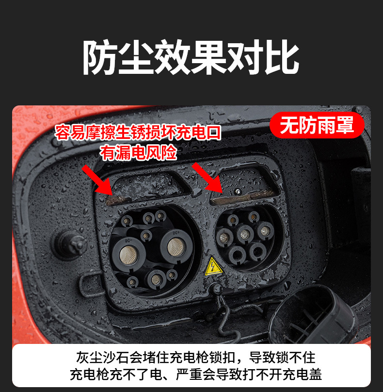 New Energy Vehicle Charging Port Waterproof Cover Dust Cover Hidden Charging Gun Rain Cover Silicone Protective Cover Leak-Proof