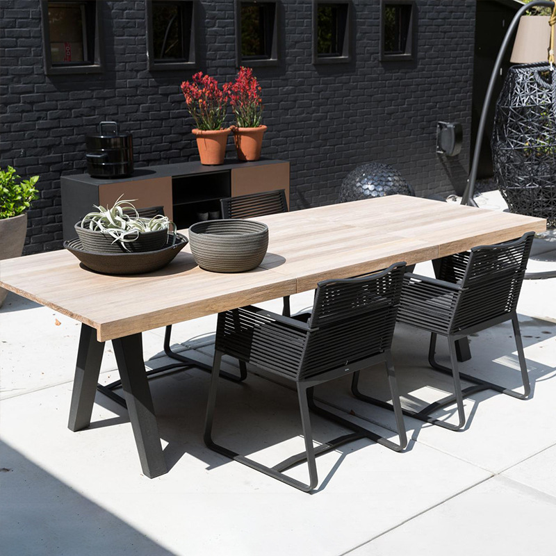 Silla de ratán al aire libre mesa de comedor y silla ratán nórdico impermeable mesa larga al aire libre jardín patio terraza balcón departamento de ventas Villa image 2