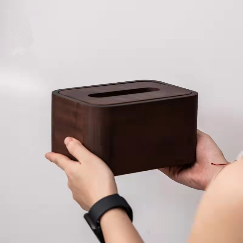 Caja de pañuelos de nogal negro hogar caja de pañuelos de estilo chino sala de estar multifuncional caja de almacenamiento de madera maciza mesa de té caja de organización