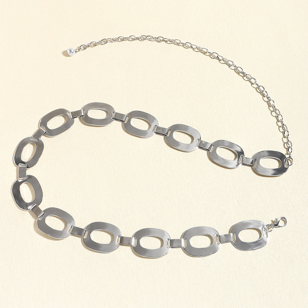 145g Weight Waist Chain Classification 1 Piece Quantity Holiday, Party, Street Occasion Metal Material Oval, Belt Pattern Women's Gender Streetwear Style Streetwear Oval Belt Metal Women's Chain Belts 10