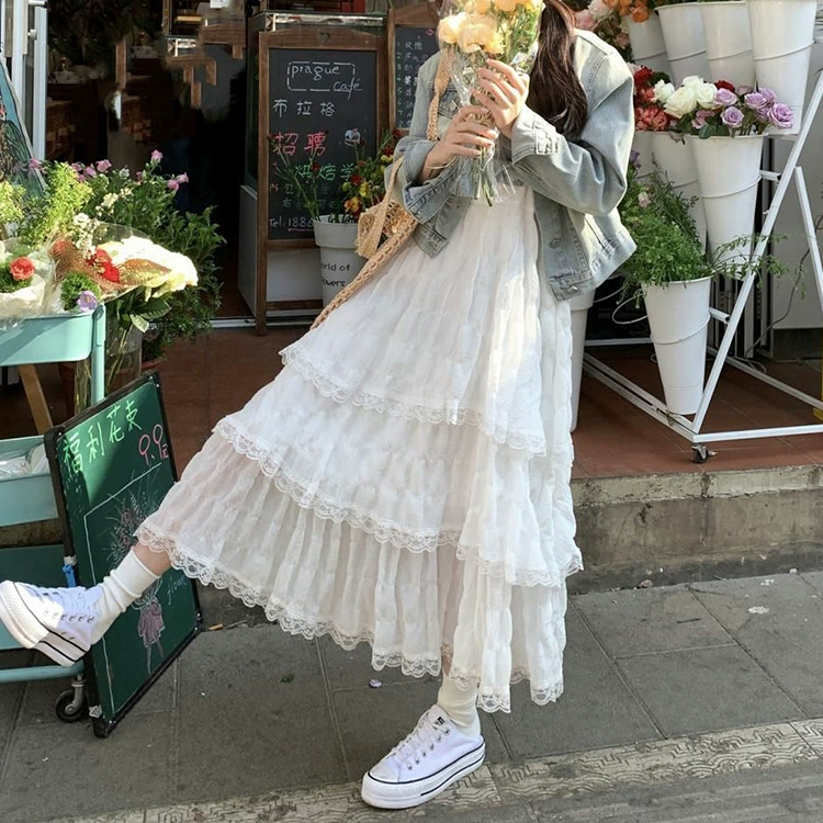 Ельчай летнее пляжное кружевное платье, женское многослойное длинное slip-платье, французский винтажный стиль (S–XL)