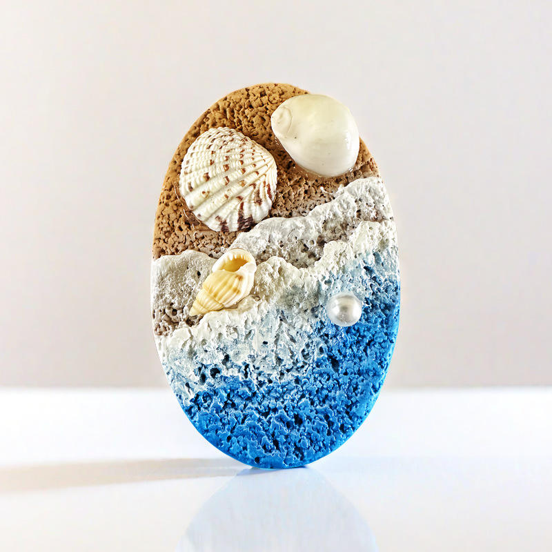 DIY 텍스처 페인팅 냉장고 스티커 천연 쉘 폭발 마그네틱 스테레오 릴리프 해경 순수 수제 컬러 페인팅