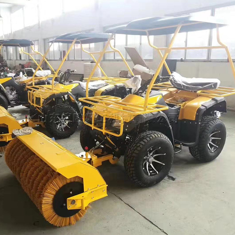 小型除雪车 ATV型滚刷式扫雪机 座驾式毛刷可倾斜抛雪机厂家直供