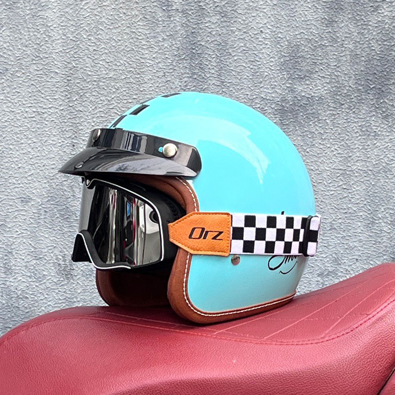 ORZ casco retro para hombres y mujeres certificado 3C motocicleta eléctrica 3/4 casco medio casco cuatro estaciones personalidad universal pareja