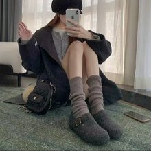 百搭秋冬新款懒人单鞋毛毛鞋厚底内增高灰色棉鞋保暖鞋博肯勃肯鞋