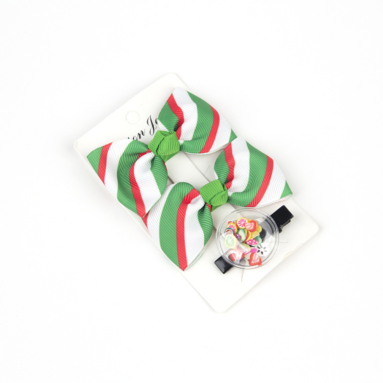 Wholesale Bows Christmas Color Stripe Children's Hairpins 3 Pieces Set Nihaojewelry display picture 20