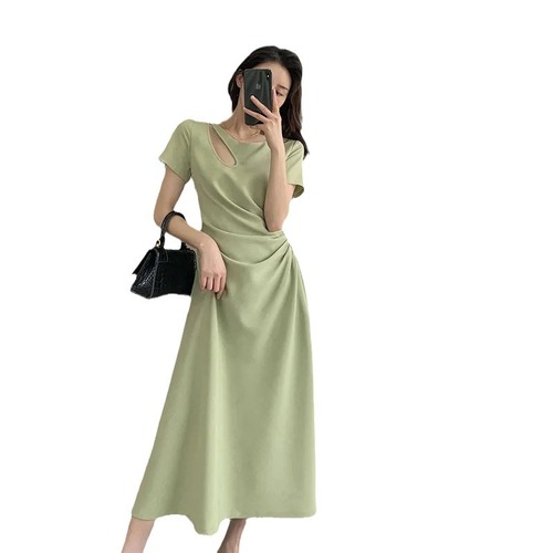Women's Summer Openwork French Chic Slimming Design Waist-Clinching Hepburn Style Long Dress Summer Niche