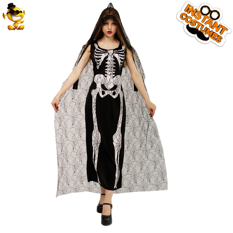 Halloween adulto grande hembra fantasma hueso cráneo traje Cosplay cráneo falda fiesta carnaval ropa distribución al por mayor