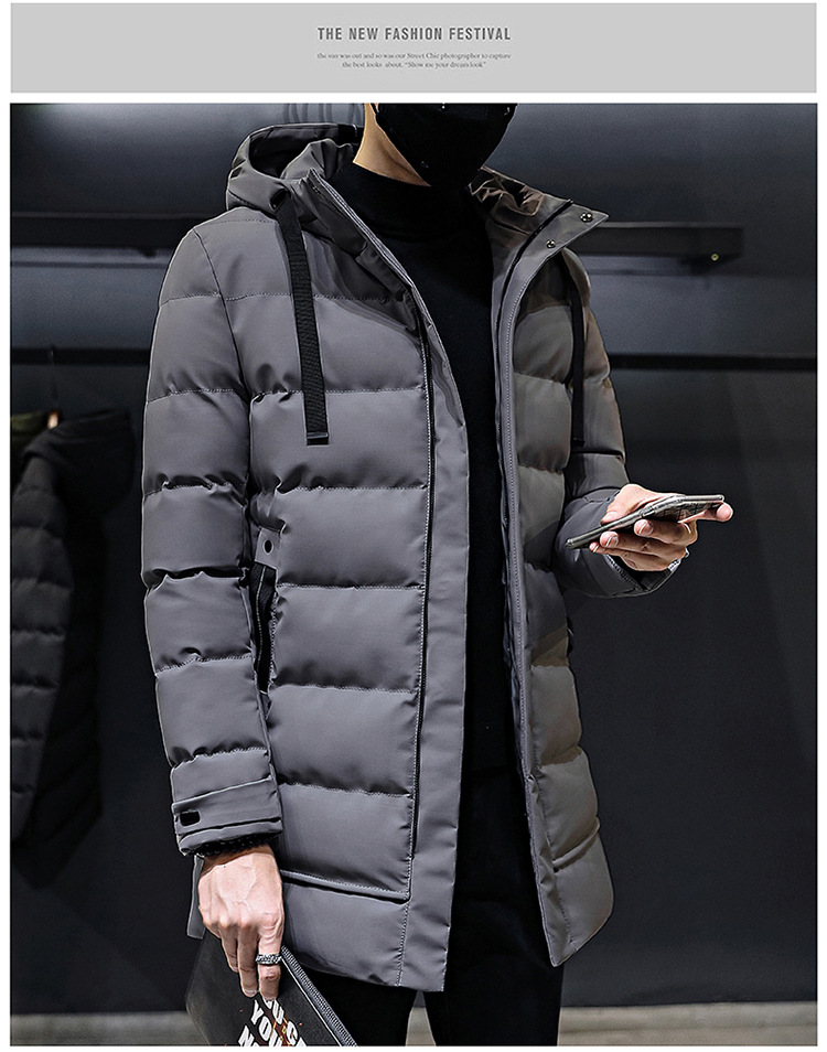 Hooded Thickened Cotton-padded Men's Medium And Long Cotton-padded Jacket Men's Large_viptrois.com