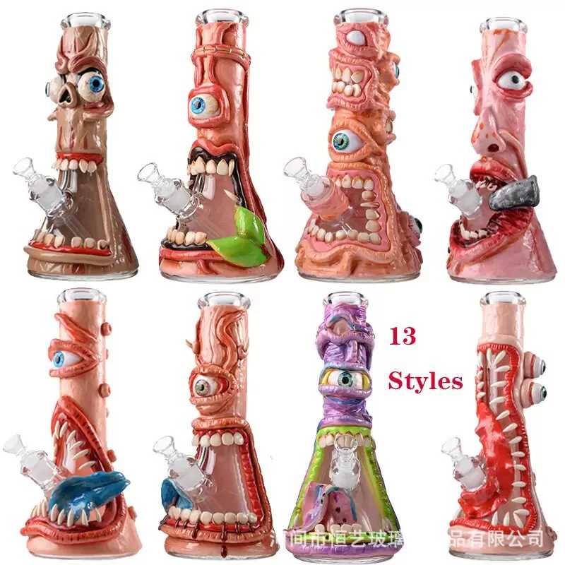 Стеклянная кальянная трубка, трехмерная глина, ручная роспись, 3D