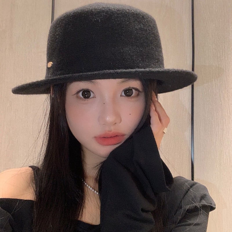 法式赫本风复古黑色平檐渔夫帽女气质优雅文艺留洋千金风礼帽子潮|undefined