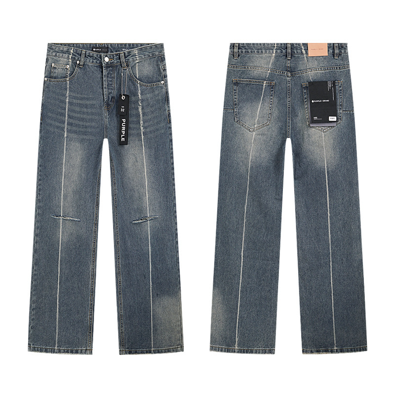 PURPLE BRAND JEANS美潮高街男士休闲破洞设计款修身显瘦牛仔长裤|undefined